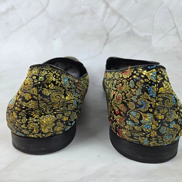 Giorgio Brutini Sz 12M Gold Tapestry Textile Loafers Slip On Classy Party Formal - Picture 4 of 12